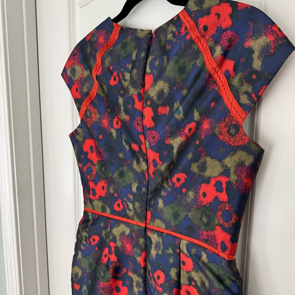Lela Rose Red and Blue Floral Midi Dress - Picture 8 of 9